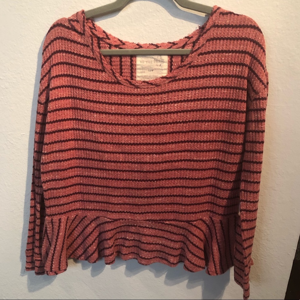 We The Free Waffle Peplum Top Small